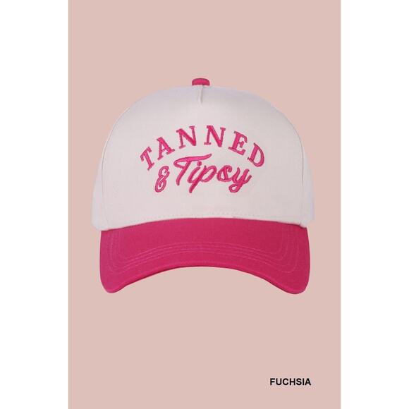 Tanned and Tipsy Embroidered Baseball Hat - New - Picture 1 of 8
